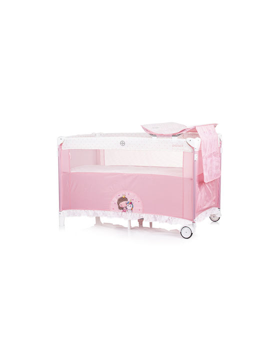 Chipolino Laufstall 2 Ebenen mit Wickeltisch & Matratze Rosa
