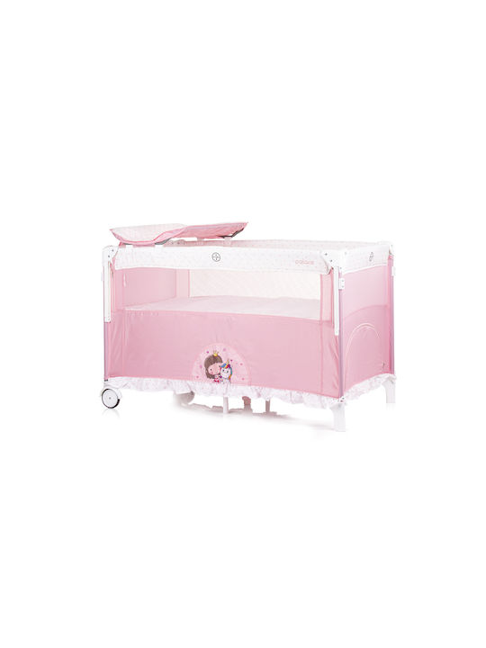 Chipolino Laufstall 2 Ebenen mit Wickeltisch & Matratze Rosa