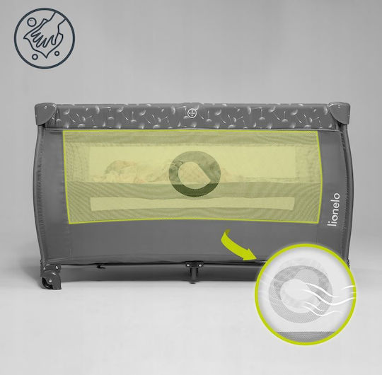 Lionelo Stefi Plus Loc De Joacă 2 Nivele Cu Saltea Gri Alb 60x120cm