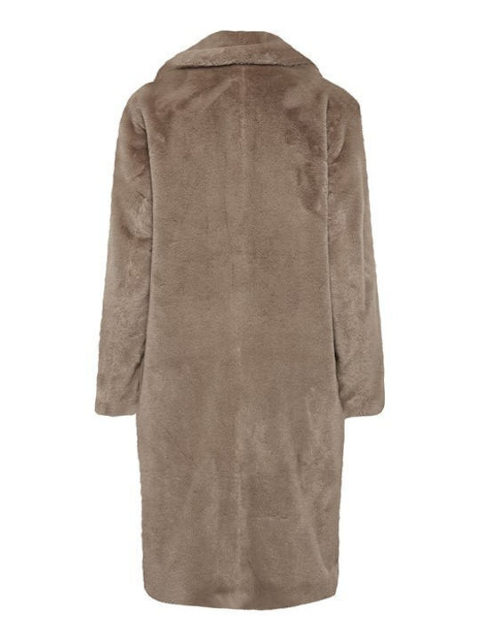 ICHI Women's Long Fur Beige