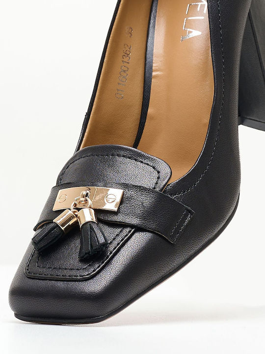 Mortoglou Leather Black Heels