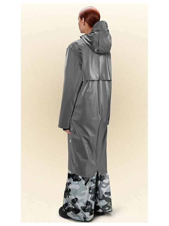 Women's Long Puffer Jacket for Spring or Autumn Gray