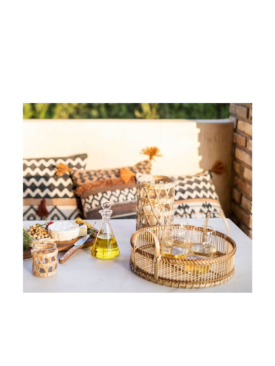 Andrea House Διακοσμητικός Δίσκος Ξύλινος Στρογγυλός 30x30x14cm