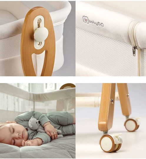 BabyGo Люлка с Матрак Странично Отваряне и Бели Колела