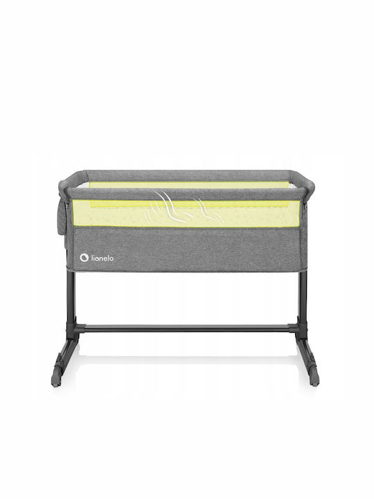 Lionelo Cradle Theo with Mattress, Side Opening, and Wheels Gray
