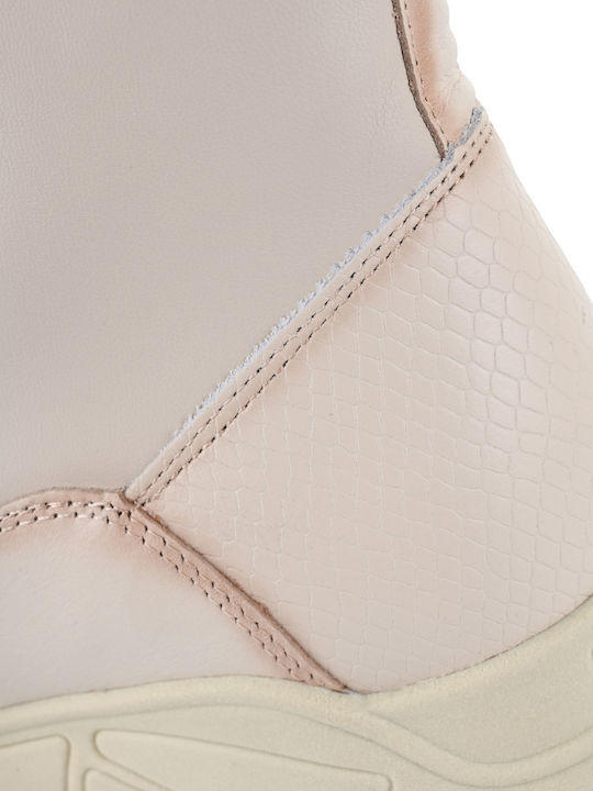 Leder Stiefeletten Damen Beige