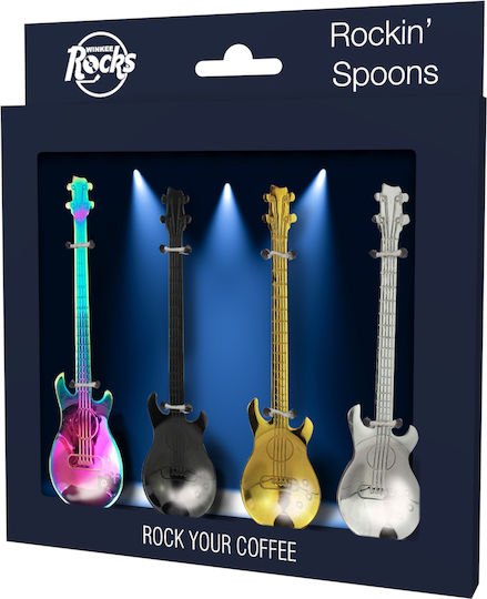 Winkee Set Linguri Desert / Înghețată Metalice Argintii 12cm 4 Bucăți