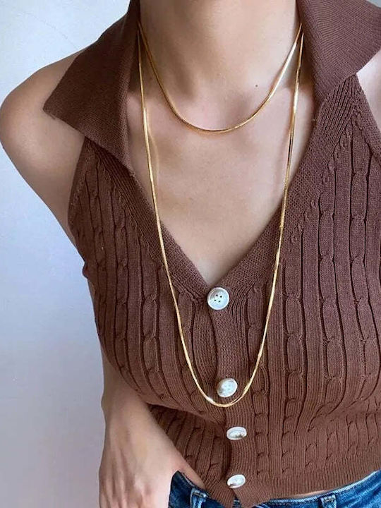 Charmy Chain Neck made of Steel Gold-plated Length 110cm
