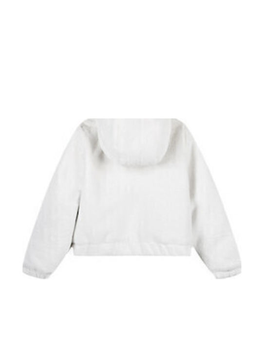 Kids' Fur Short with Hood Ecru