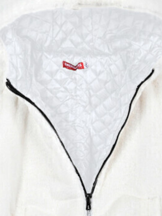 Kids' Fur Short with Hood Ecru