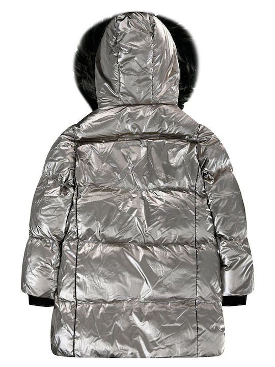 Kids' Quilted Jacket Long with Hood Gold