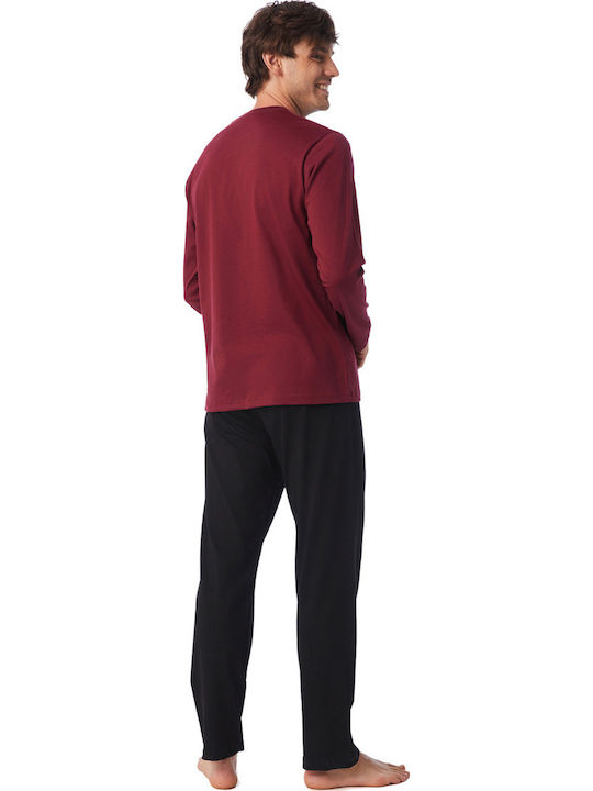 Minerva Men's Winter Pajamas Set Burgundy