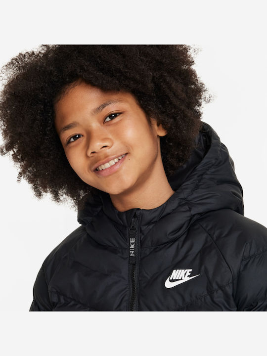 Kids' Sports Jacket Short with Hood Black Sportswear