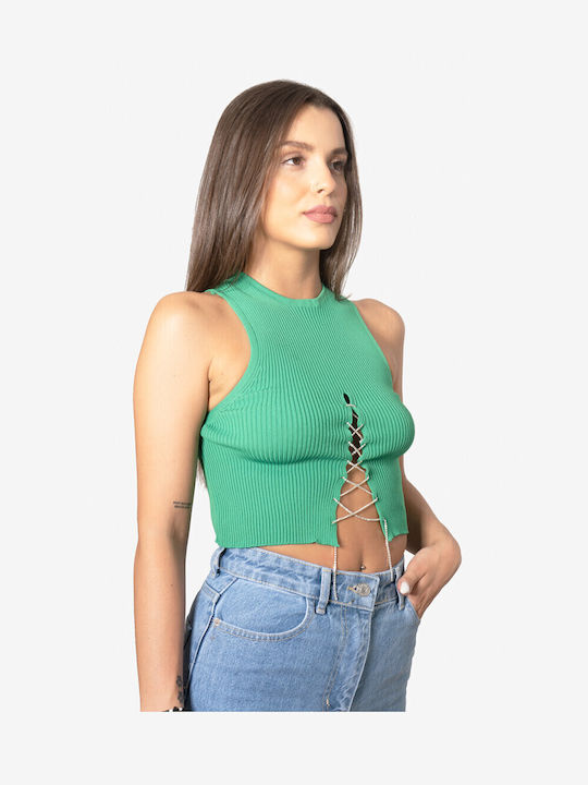 Olian pentru Femei de Vară Bluză Fără mâneci Verde