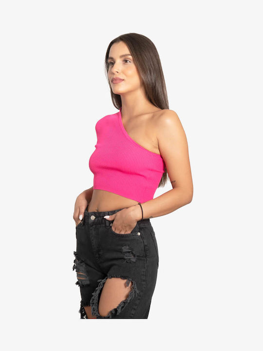 Olian Damen Sommer Bluse Ärmellos Fuchsie