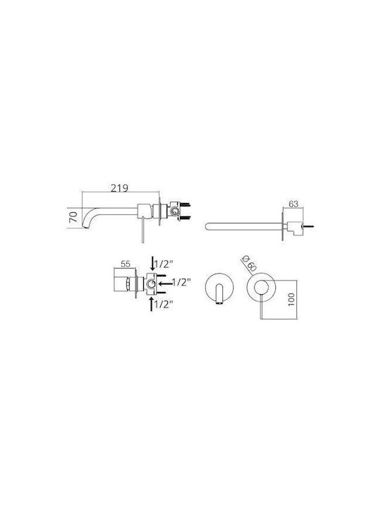 Excel Built-in Mixer & Spout Set for for Bathroom Sink Chrome