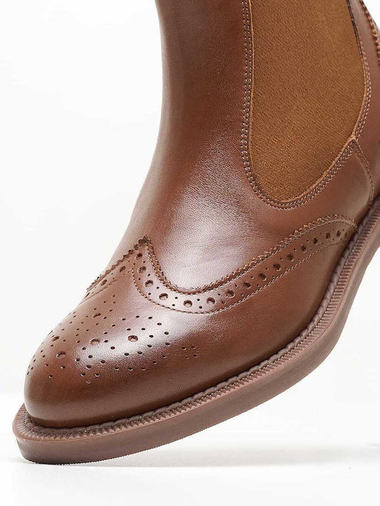 Leather Women's Ankle Boots Tabac Brown