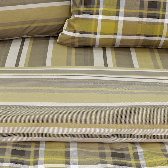 Lino Home Σετ Παπλωματοθήκη Βαμβακερή Μονή με Μαξιλαροθήκη 160x240cm Revon Honey