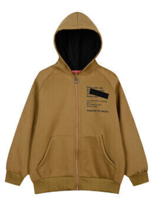 Kids Sweatshirt Cardigan with Hood Tabac Brown