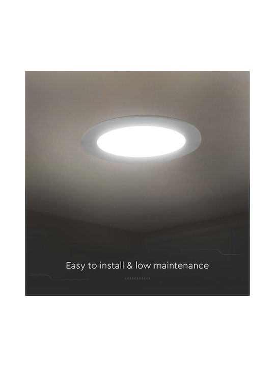 V-TAC Round Recessed LED Panel 18W with Cool White Light 6500K 22cm