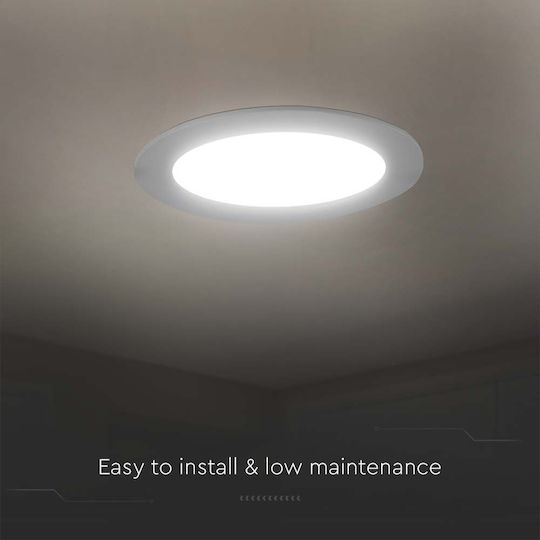 V-TAC Кръгла Вграден LED Панел 18W с Студено бяло Светлина 6500К 22см.