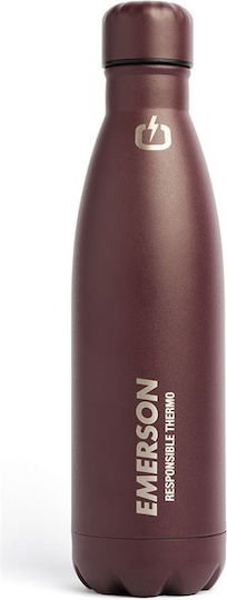 Emerson Recyclable Bottle Thermos Stainless Steel BPA Free 500ml Dusty Berry with Straw