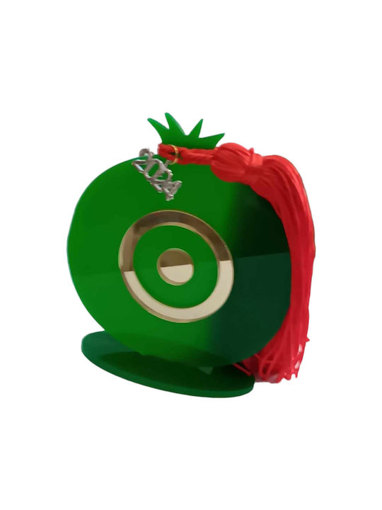 Kalliopi Silver Tabletop Lucky Charm Pomegranate Green made of Plexiglass 10x10cm 1pcs