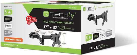 Techly ICA-LCD 110BK Βάση Τηλεόρασης Τοίχου με Βραχίονα έως 32" και 8kg