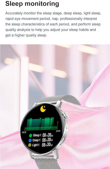 NO.1 DT3 Mini Smartwatch με Παλμογράφο (Μαύρη Κάσα / Μαύρο Λουρί Σιλικόνης)