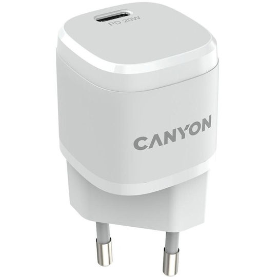 Canyon Φορτιστής Χωρίς Καλώδιο με Θύρα USB-C 20W Power Delivery Λευκός (H-20-05 CNE-CHA20W05)