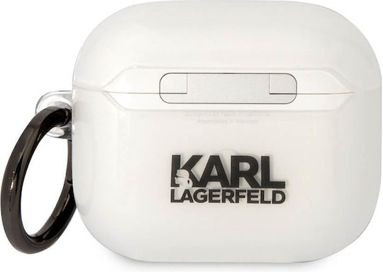 Karl Lagerfeld Karl Head TPU Θήκη Σιλικόνης με Γάντζο σε Λευκό χρώμα για Apple AirPods 3