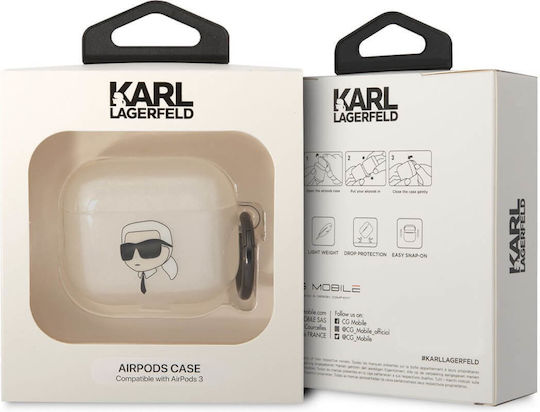 Karl Lagerfeld Karl Head TPU Θήκη Σιλικόνης με Γάντζο σε Λευκό χρώμα για Apple AirPods 3