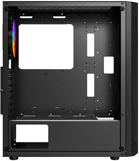 Gembird Fornax 400X Gaming Midi Tower Κουτί Υπολογιστή με Πλαϊνό Παράθυρο και RGB Φωτισμό Μαύρο