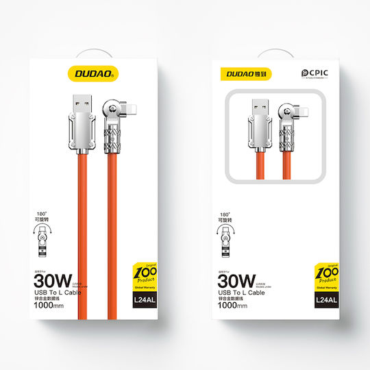 Dudao Usb USB-A zu Lightning Kabel 30W Orange 1m