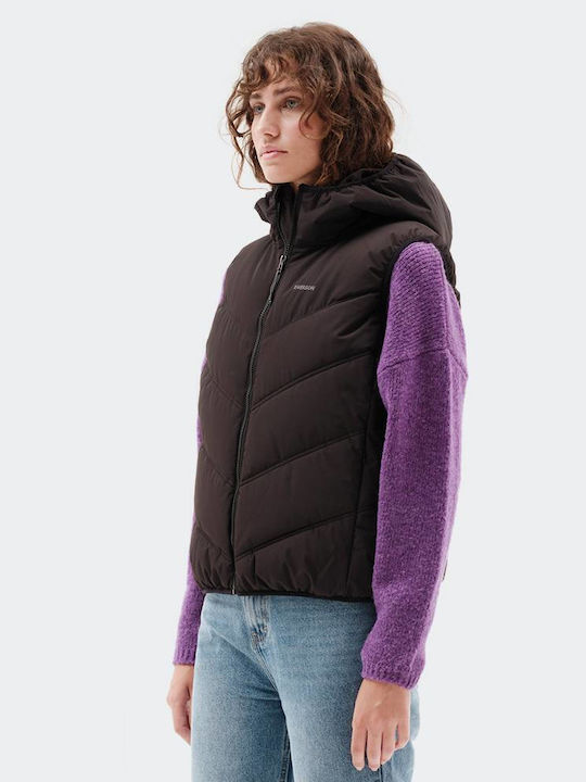 Emerson Kurz Damen Ärmellos Puffer Jacke Schwarz