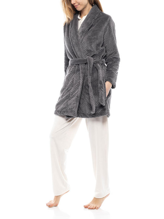 Pink Label Winter Women's Fleece Robe Gray