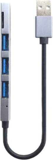 Andowl Hub 3 Θυρών USB 3.0 με σύνδεση USB-A Ασημί
