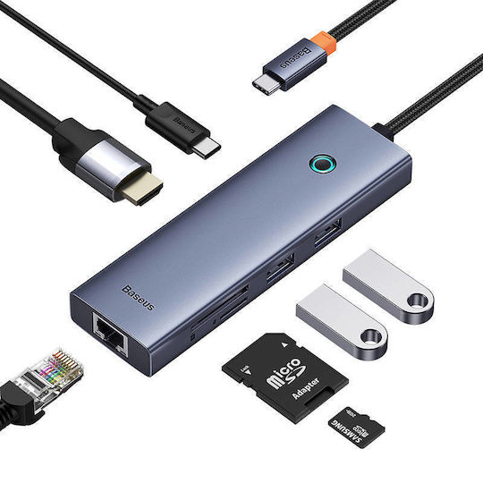 Baseus UltraJoy 7in1 USB-C Docking Station with HDMI 4K PD Ethernet Gray