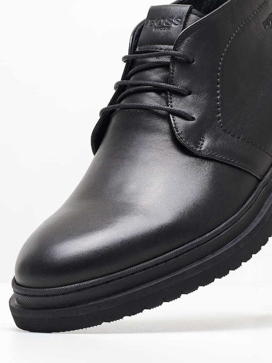 Boss Shoes Men's Leather Boots Black