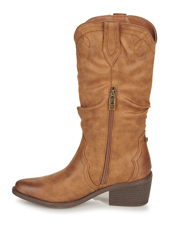 Damenstiefel Cowboy mit Mittelhohem Absatz Braun
