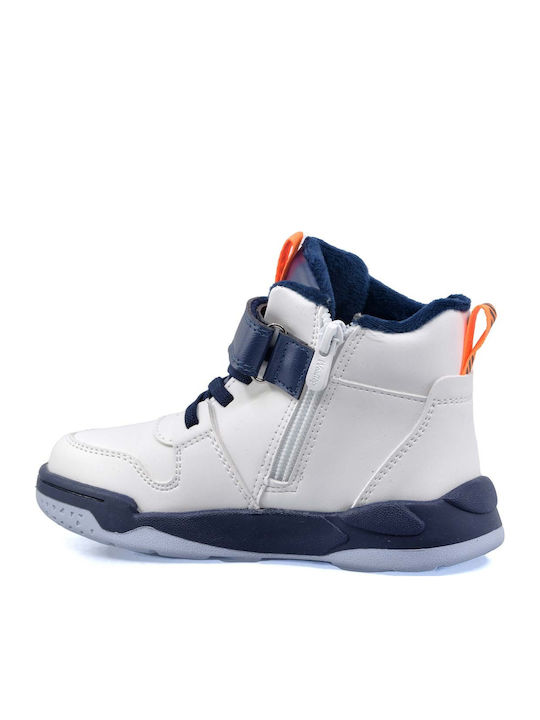 Παιδικά Sneakers High με Σκρατς Λευκά
