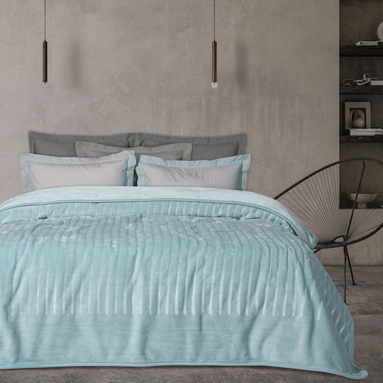 Das Home 1348 Κουβέρτα Βελουτέ Υπέρδιπλη 220x240εκ. Μπλε