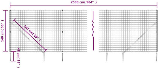 vidaXL Plasă de sârmă Galvanizat cu Îmbrăcăminte din PVC Module Gri 1.4x25m