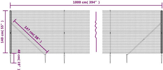 vidaXL Plasă de sârmă Galvanizat cu Îmbrăcăminte din PVC Module Gri 1.4x10m