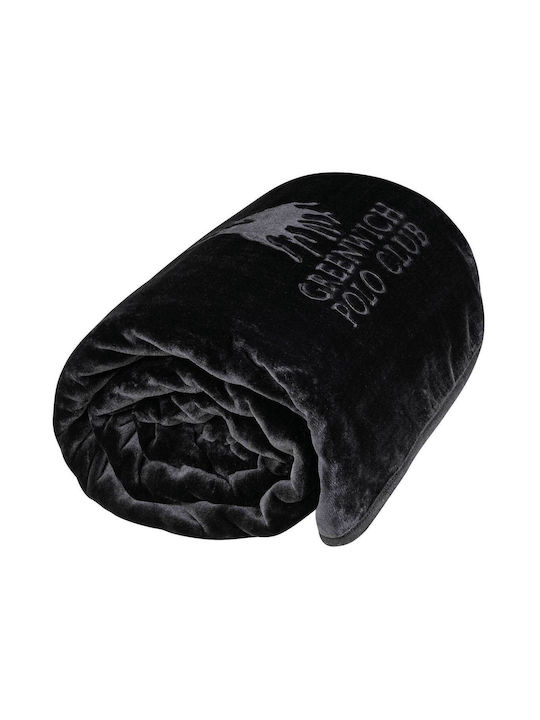 Greenwich Polo Club 3440 Velvet Blanket Super Double 220x240cm Black
