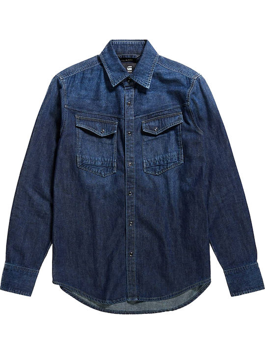 Long-sleeved Denim Shirt Blue