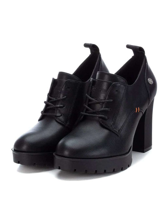 Damen Oxford-Stiefeletten mit hohem Absatz Schwarz