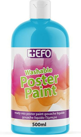 +Efo Poster Paint Tempera Paints Cyan in Bottle 500ml 1pcs
