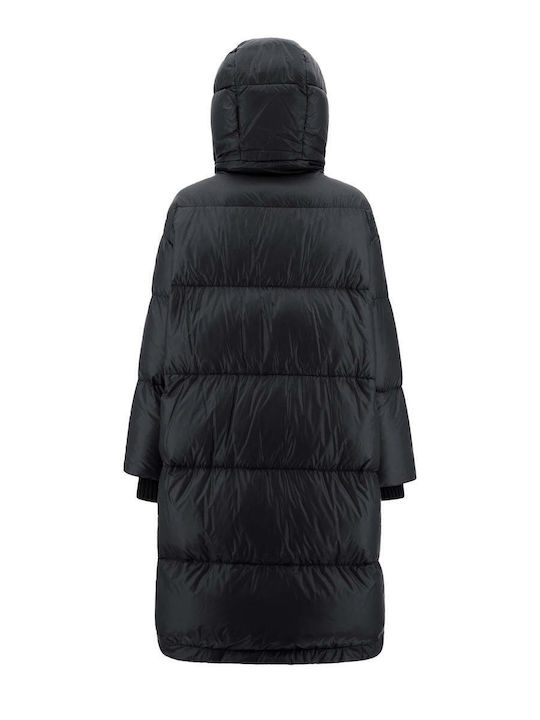 Herno Women's Long Puffer Jacket for Winter with Hood Black