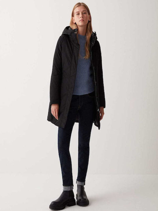 Lungă Jachetă de femei Puffer Waterproof Negru